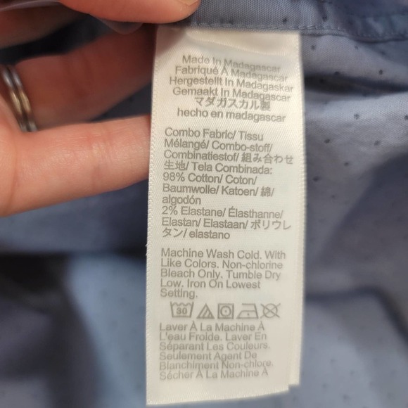 New J.Crew Factory Slim Untucked Flex Washed Dotted Blue Black Button Down - Picture 7 of 9